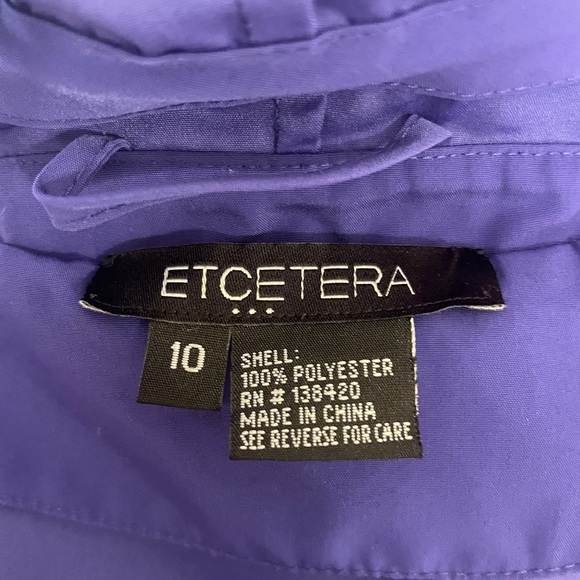 ETCETERA Jacket Coat Like NEW! Size 10 Stylish Versatile Collar, Belted, Violet - Picture 11 of 12